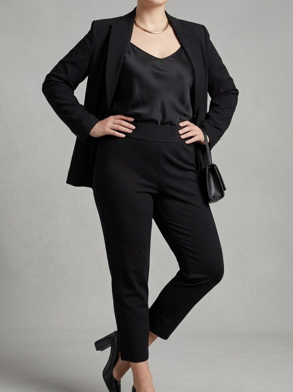 Jones New York Signature Woman Stretch Size 20 Classic Black Stretch Ankle Pants